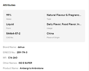 Venta al por mayor de ISO E Super CAS54464-57-2 al 99% de pureza, fragancia cruda para la elaboración de perfumes, mezcla de sabor a tabaco - Product Image 6