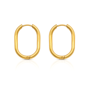 <span class=keywords><strong>Orecchini</strong></span> a Cerchio Minimalisti Ovali <span class=keywords><strong>Rettangolari</strong></span> Chris April in Acciaio Inossidabile 316L Placcato <span class=keywords><strong>Oro</strong></span> 18k - Product Image 3