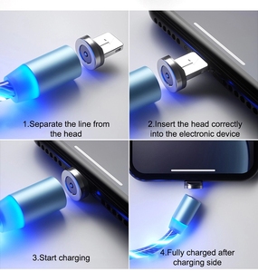 <span class=keywords><strong>Cable</strong></span> de datos de carga rápida para teléfono móvil, luz LED de flujo magnético 3 en 1, nuevo estilo - Product Image 3