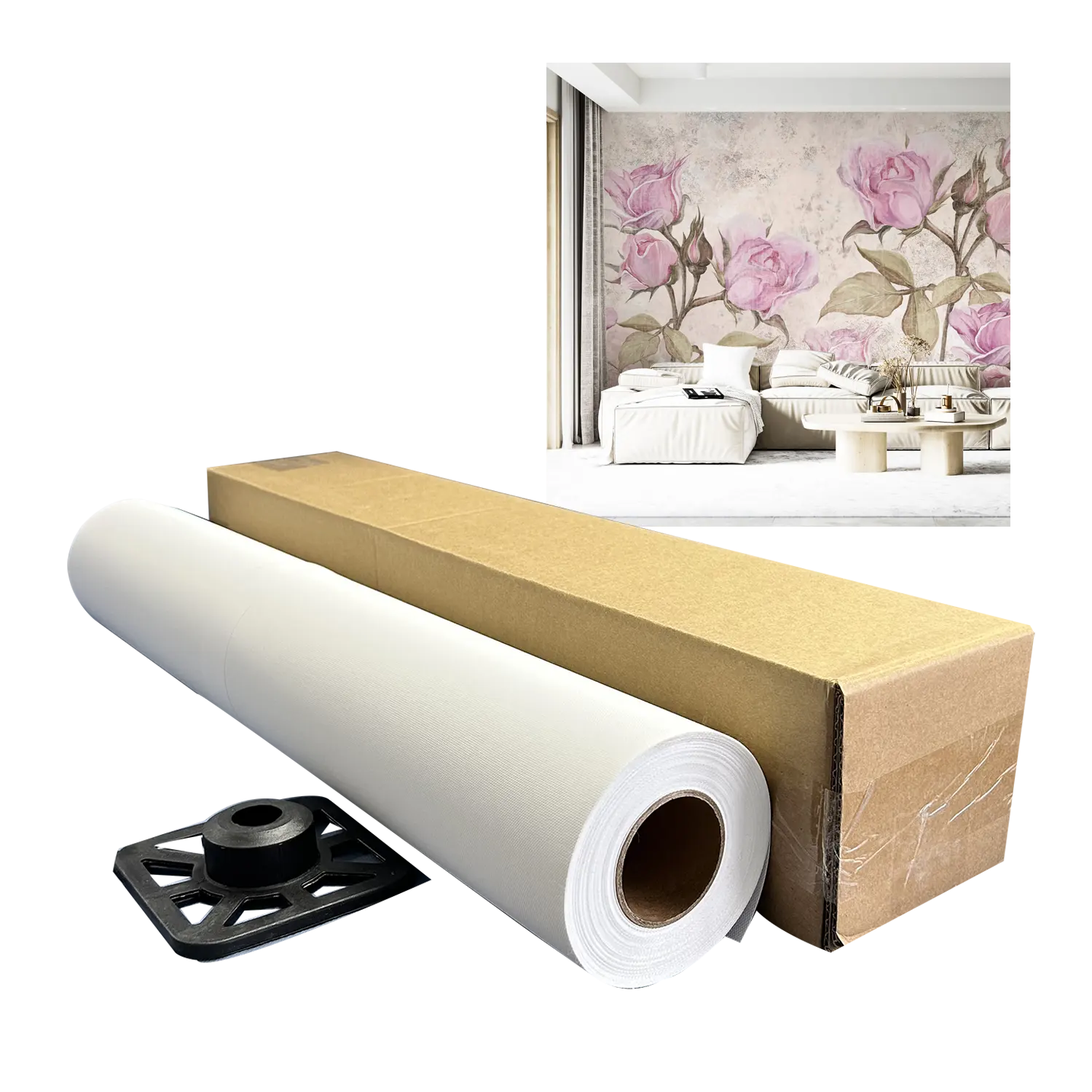 250gsm Eco Solvent tahan air komposit sutra Inkjet kanvas Format lebar Wallpaper
