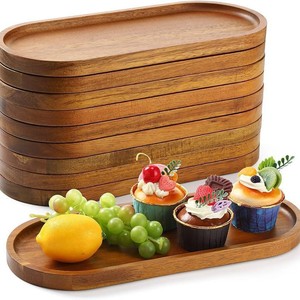 Plateaux de service rectangulaires en bois d'acacia massif, isolés thermiquement, pour le service du café et du thé dans les hôtels - Product Image 3