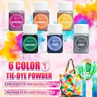 Kit de poudre de teinture tie-dye écologique 6 couleurs, 30g par flacon, colorants textiles réactifs pour vêtements d'enfants et d'adultes, teinture manuelle DIY