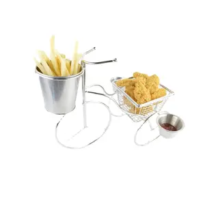 Mini cesta de freidora Mini cesta de patatas fritas para patatas fritas y Mini cesta de servicio elegante Freidora de patatas fritas de acero inoxidable