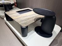 Ensemble de 2 tables basses gigognes contemporaines en MDF, grand format rectangulaire, durables, 140 cm x 50 cm, noires, pour salon