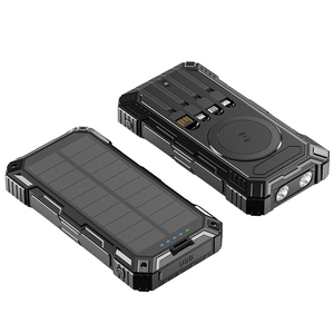Cargador Solar de 20000mAh con 4 Cables Integrados, Carga Rápida PD de 22.5W, Banco de Energía Solar Inalámbrico de 15W con Linterna - Product Image 1