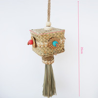 Jouet à mâcher écologique pour perroquet, en feuilles de palmier tressées, à suspendre, pour décoration de cage, interactif et stimulant