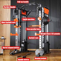 Estación de Gimnasio Multifuncional Todo en Uno para el Hogar, Soporte para Sentadillas, Máquina Smith, Equipo para Ejercicios de Hombros, Pecho y Piernas