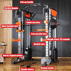 Station de musculation multifonctionnelle tout-en-un pour la <span class=keywords><strong>maison</strong></span>, rack de squat, machine Smith, équipement de musculation pour les épaules, la poitrine et les jambes - Product Image 3