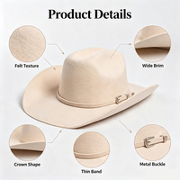 Chapeau de cowboy occidental tendance en feutre 100 % laine pour femme et homme, idéal pour les fêtes et la pêche, nouvelle collection printemps-automne-hiver, vente en gros, ODM/OEM