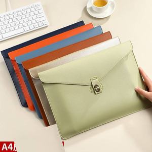Custom Logo A4 <b>Wallet</b> File Bag PU Leather Business Magnetic Closure Document Pouch Exam paper storage File Folder Envelope - Product Image 2