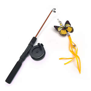 調節可能な環境にやさしいプラスチック釣り竿猫のティーザースティック遊ぶためのインタラクティブな格納式猫のおもちゃの棒 - Product Image 3