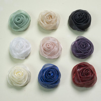 Nouveauté 2026 : Fleurs décoratives en tissu tulle organza sportif, chiffon neige et bourgeon de rose de 5 cm pour vêtements, sacs et projets DIY toutes saisons