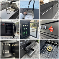 Îlot BBQ Modulaire de Luxe à Haute Puissance Thermique avec Brûleurs Gaz et Charbon en Acier Inoxydable 304 avec Revêtement Poudré, Grill Extérieur Commercial pour Fêtes