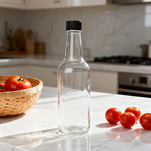 Botella Redonda <span class=keywords><strong>de</strong></span> Vidrio para Salsas con Tapa <span class=keywords><strong>de</strong></span> Rosca, para Salsas, Vinagre, en Existencia, <span class=keywords><strong>Precio</strong></span> Económico - Product Image 2
