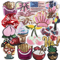 Vente chaude petits patchs à paillettes fer sur brillant cerise lèvre fille rose plume paillettes arc patchs pour chapeau vêtements sac décoration