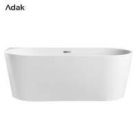 Baignoire de massage rectangulaire autoportante en acrylique Adak, avec drain, pour intérieur, garantie 5 ans, écologique, facile à nettoyer
