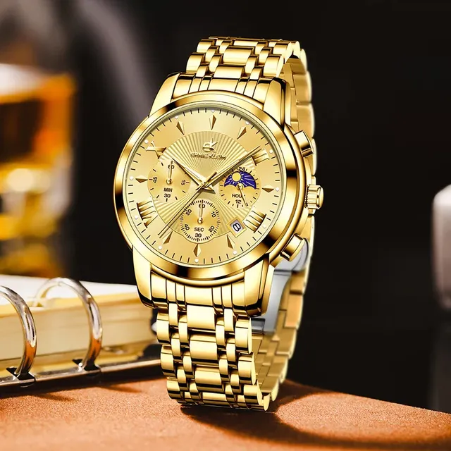 Top Brand Luxury Gold Watches Private Label Chronograph Quartz OEM Sports Water Proof Watch for Men
