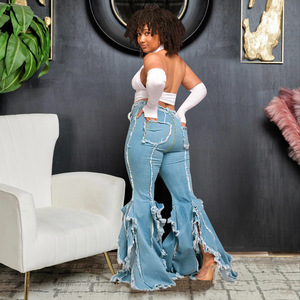 Large Size Women's New Skinny Breathable Denim <strong>Micro</strong> Horn Long Jeans <strong>Source</strong> - Product Image 3