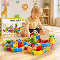 Ensemble de blocs de construction magnétiques polyvalents pour voitures sur rail, jouet de construction de piste de train 3D DIY, jouet créatif à assembler pour enfants