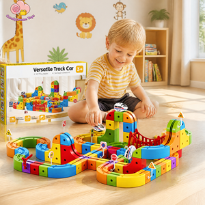 Ensemble de blocs de construction magnétiques polyvalents pour voitures sur rail, <span class=keywords><strong>jouet</strong></span> de construction de piste de <span class=keywords><strong>train</strong></span> 3D DIY, <span class=keywords><strong>jouet</strong></span> créatif à assembler pour enfants - Product Image 1
