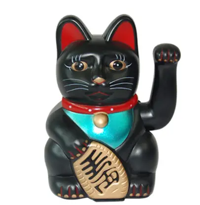 日本のホワイトブラックゴールドノワール風水像ピュアカラーマネキネコマネーラッキー猫自動武装幸運な猫プラスチック