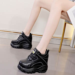 Chaussures pour femmes à talons très hauts et plateforme de 12 cm, nouvelle collection printemps-hiver, polyvalentes, à semelle épaisse, à plateforme haute, décontractées, sportives, pour la marche, à tige haute - Product Image 2