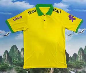 เสื้อโปโลฟุตบอลสีเหลืองของทีมชาติบราซิล หมายเลข 25-26 สำหรับผู้ชาย ชุดยูนิฟอร์มโปโลสีฟ้าอ่อน ผลิตจากโพลีเอสเตอร์ 100% คอตั้ง แขนสั้น สำหรับนักเตะ - Product Image 1