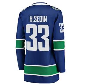 Maillots de hockey sur glace bleus personnalisés OEM vêtements d'entraînement professionnels épais avec col en dentelle et broderie pour la vente en gros - Product Image 3