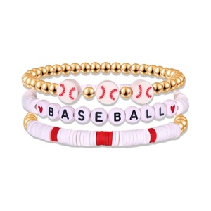 <strong>2026</strong> Creative Sports Elastic Stackable Polymer Clay <strong>Bracelet</strong> Football Basketball Charm Gift for Fan - Product Image 4