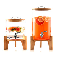 Distributeur en verre de 5L, 8L, 11L avec support en bois et robinet pour kits de brassage à domicile, bar, réservoir de boissons