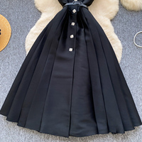 Robe élégante pour femmes en satin rose, coupe trapèze, avec ceinture à strass, plissée, longue, décontractée, pour les fêtes, à porter au quotidien, robes décontractées