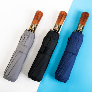 <span class=keywords><strong>Parapluie</strong></span> 3 plis à ouverture automatique pour hommes, design personnalisé, couleur unie, design compact, avec manche en bois durable - Product Image 1