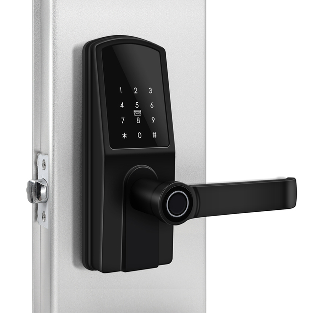 Fingerprint Smart Lock APP PIN Card Key Home/Commercial Security TTLock Tuya Compatible Wood Door for Grade Cloud Storage