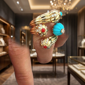 Bague ajustable faite à la main en laiton plaqué or, élégante, colorée, texturée, anti-ternissement, étanche, pour femme, naturelle et tendance - Product Image 3