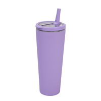 Vaso térmico cilíndrico de acero inoxidable 304 de doble pared con tapa deslizante para pajita, acabado mate, estándar, a prueba de fugas, bajo MOQ