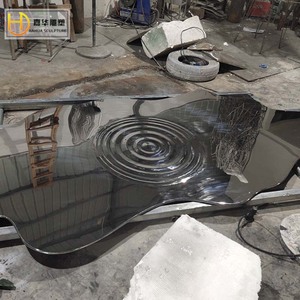 Jiahua Stainless Steel Water Ripple Sculpture Irregular Mirrored Outdoor Garden Ornament - Product Image 1