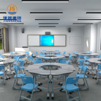 Ensemble de bureaux et chaises de classe combinés, réglables en hauteur, pour une activité collaborative