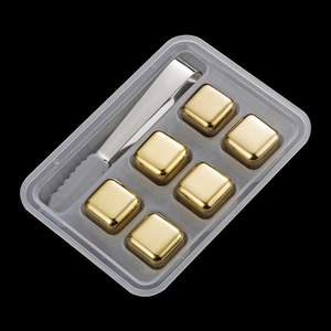 Cubo de hielo de acero inoxidable, Color dorado, rocas de piedra para enfriar Whisky/vino/<span class=keywords><strong>Gin</strong></span>/bebidas tónicas, 304 - Product Image 5