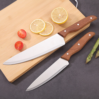 Nouvel arrivage Ensemble de 5 couteaux de cuisine antiadhésifs Ensemble de couteaux de chef avec manche en bois de haute qualité pour coffret cadeau