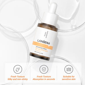 Sérum LANBENA Cosmetics Niacinamide Acetyl Hexapeptide-8 Glazen, flacon en verre, vitamine E, emballage vert, acide hyaluronique, sérum CC - Product Image 3