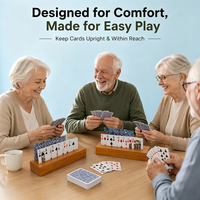 Porte-cartes pour jeux de cartes, support de jeu de cartes en bois, porte-cartes pour enfants, porte-cartes Canasta pour jeux Uno et Poker