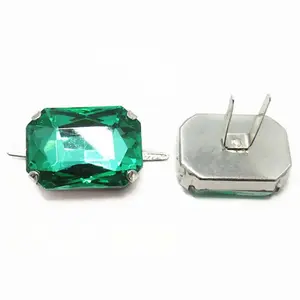 Remache de tachuelas de piedra para cuero, bolsa de cristal brillante verde, 25mm, venta al por mayor