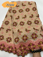 Kain Brokat Bordir Bunga Daisy Kecil Putih Cantik, Kain Brokat Afrika, Kain Voile Swiss Katun Bordir Laffaya Berlian untuk Gaun