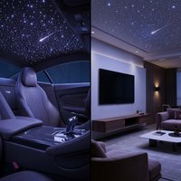 Kit d'Éclairage LED à Fibre Optique RGBW 32W avec Télécommande/Contrôle par Application, Certifié IP20, en Alliage d'Aluminium, pour Plafond Scintillant Rectangulaire