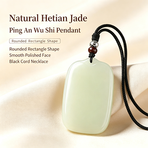 Pendentif en jade Hetian naturel, carte de la paix, collier pour homme, surface lisse, bijoux - Product Image 3