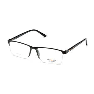 Montures de lunettes rectangulaires semi-cerclées Grey Jack 5093, anti-reflets, unisexe, demi-monture en métal, verres plats - Product Image 5