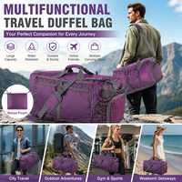 Sac de voyage pliable en Oxford pour le camping en plein air, grande capacité, imperméable, léger, pour le sport et la gym, avec bandoulière détachable