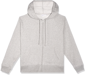 Sweat-shirt gris à capuche zippé pour femme, 100 % coton tricoté respirant, couleur unie, coupe classique, idéal pour l'automne, pull à capuche pour homme - Product Image 1