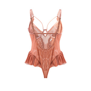 Mono transparente erótico de talla grande suave con cintura ceñida a las nalgas expuestas Lencería Sexy Mseh con bordes con volantes - Product Image 4
