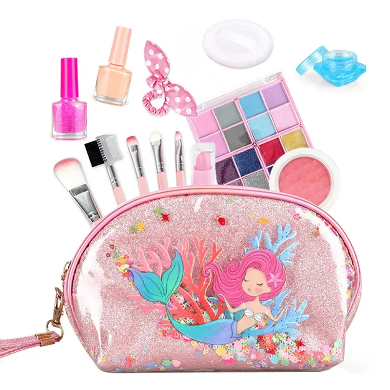 New Launch Children Play Nail Polish Real Washable Cosmetics Make Up Kit, Kids Makeup Set for Girls Toys